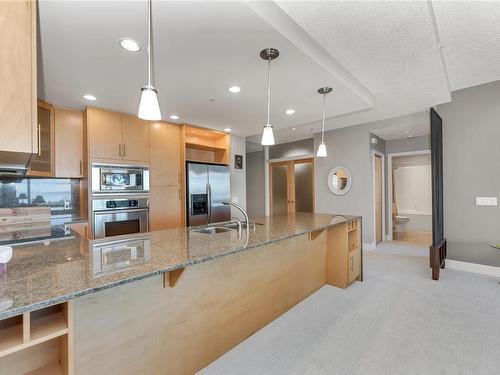 102-738 Sayward Hill Terr, Saanich, BC - Indoor Photo Showing Kitchen With Stainless Steel Kitchen With Double Sink With Upgraded Kitchen