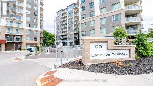 501 - 58 Lakeside Terrace W, Barrie (Little Lake), ON - Outdoor With Balcony With Facade