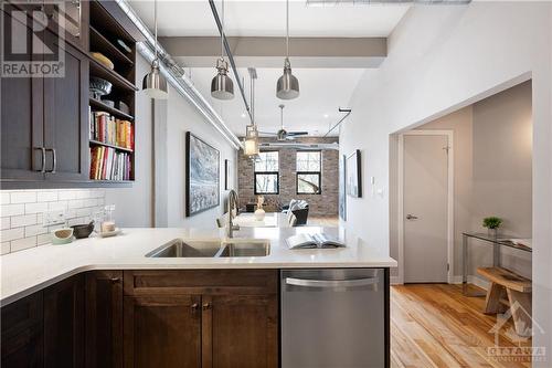 45 Spencer Street Unit#203, Ottawa, ON - Indoor Photo Showing Kitchen With Double Sink With Upgraded Kitchen