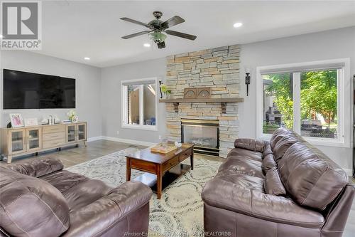 3928 Sixth Concession Road, Windsor, ON - Indoor Photo Showing Living Room With Fireplace