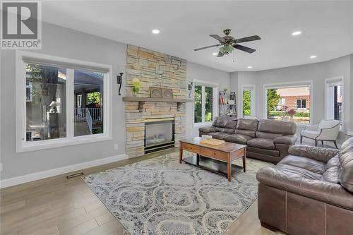 3928 Sixth Concession Road, Windsor, ON - Indoor Photo Showing Living Room With Fireplace