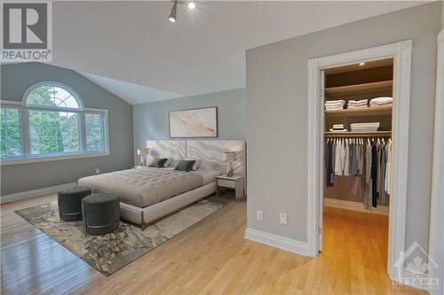 Virtually staged primary bedroom. - 23 Kilbarry Crescent, Ottawa, ON - Indoor Photo Showing Bedroom