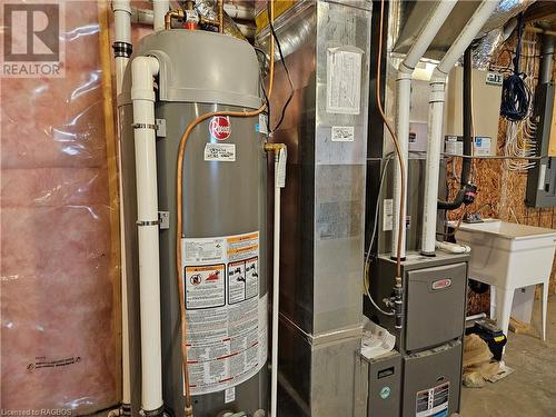 Natural gas water heater, natural gas forced air furnace, air exchanger - 360 Mary Rose Avenue, Port Elgin, ON - Indoor Photo Showing Basement