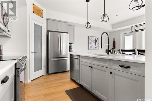 201 4578 Harbour Landing Drive, Regina, SK - Indoor Photo Showing Kitchen With Stainless Steel Kitchen With Upgraded Kitchen