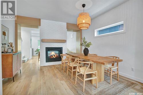 431 5Th Street E, Saskatoon, SK - Indoor Photo Showing Dining Room With Fireplace