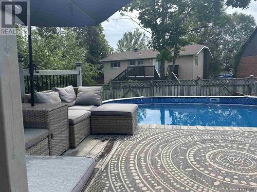 136 Eric Cres, Timmins, ON - Outdoor With Above Ground Pool With Deck Patio Veranda