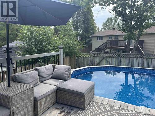 136 Eric Cres, Timmins, ON - Outdoor With Above Ground Pool With Deck Patio Veranda