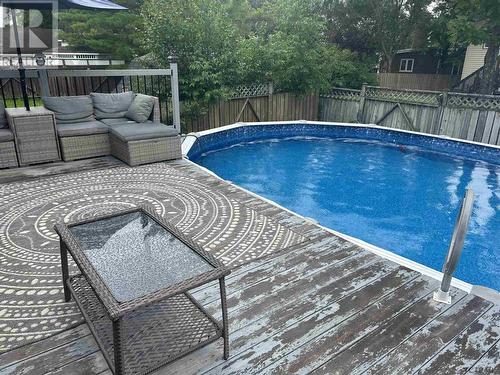 136 Eric Cres, Timmins, ON - Outdoor With Above Ground Pool With Deck Patio Veranda With Backyard