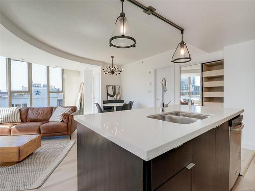 801-760 Johnson St, Victoria, BC - Indoor Photo Showing Kitchen With Double Sink