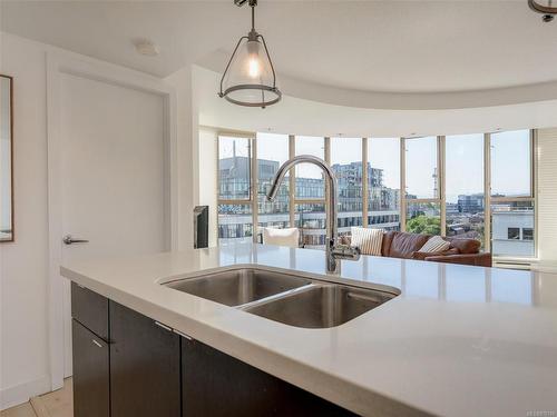 801-760 Johnson St, Victoria, BC - Indoor Photo Showing Kitchen With Double Sink