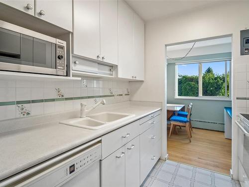 205-1270 Beach Dr, Oak Bay, BC - Indoor Photo Showing Kitchen With Double Sink