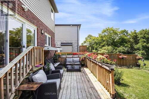 Back Deck overlooking Back Garden and Green Space - 207 Union Avenue, Middlesex Centre, ON - Outdoor With Deck Patio Veranda With Exterior