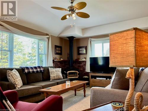 Ample room for full size sofas and seating. - 5 Mill Point Road, North Bruce Peninsula, ON - Indoor Photo Showing Living Room