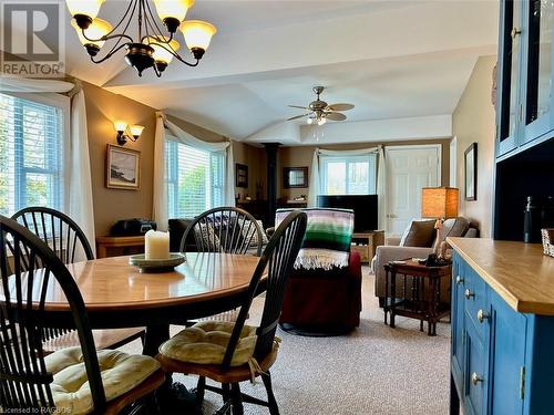 Vaulted ceilings create an open air environment. - 5 Mill Point Road, North Bruce Peninsula, ON - Indoor Photo Showing Dining Room