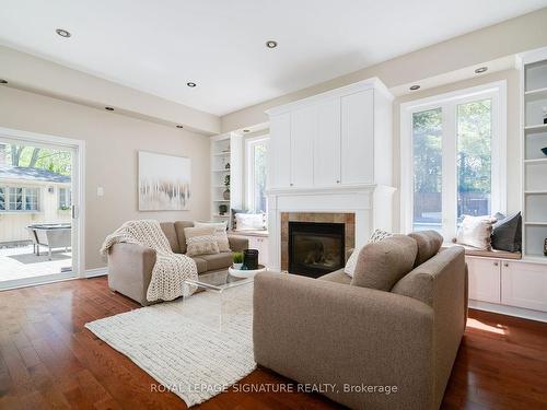 12 Clareville Cres, Toronto, ON - Indoor Photo Showing Living Room With Fireplace