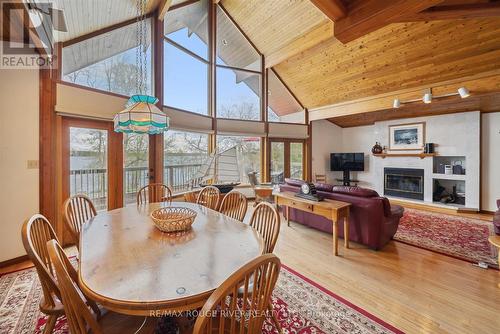 267 Avery Point Road, Kawartha Lakes, ON - Indoor Photo Showing Dining Room With Fireplace