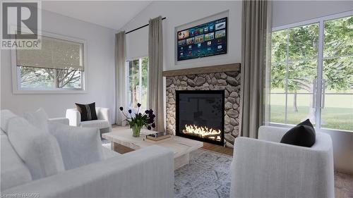 Virtual Rendering of Living Room - 15 Grenville Street N, Southampton, ON - Indoor Photo Showing Living Room With Fireplace