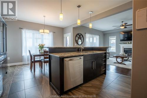 125 Morning Glory Lane, Chatham, ON - Indoor Photo Showing Kitchen With Fireplace With Double Sink