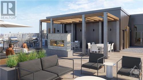 Rooftop terrace with views of the River and the city skyline, BBQS, garden plots (Rendering). - 360 Deschatelets Avenue Unit#807, Ottawa, ON - Outdoor