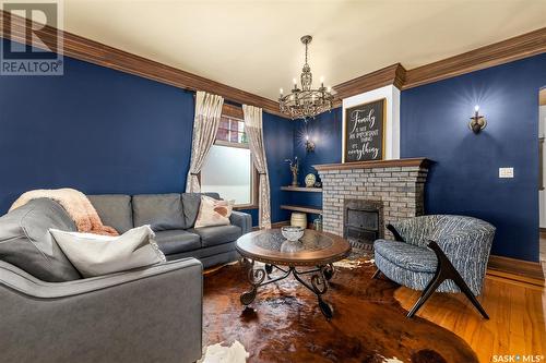 844 Algoma Avenue, Moose Jaw, SK - Indoor Photo Showing Living Room With Fireplace