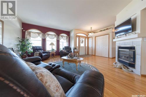 5329 Herald Street, Macklin, SK - Indoor Photo Showing Living Room With Fireplace