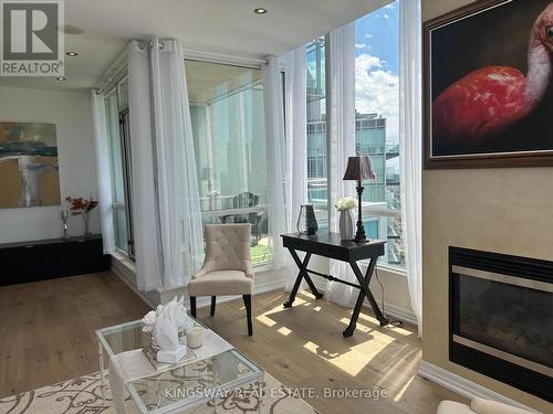 3404 - 220 Burnhamthorpe Road W, Mississauga, ON - Indoor With Fireplace