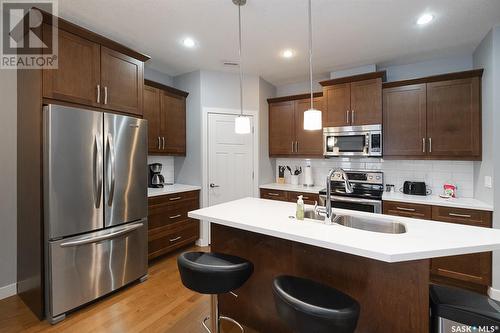 506 2055 Rose Street, Regina, SK - Indoor Photo Showing Kitchen With Stainless Steel Kitchen With Double Sink With Upgraded Kitchen