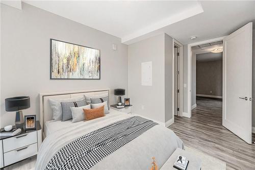 Virtually Staged - 118 King Street E|Unit #418, Hamilton, ON - Indoor Photo Showing Bedroom