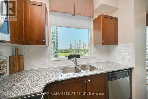 1207 - 3504 Hurontario Street, Mississauga (Fairview), ON - Indoor Photo Showing Kitchen With Double Sink