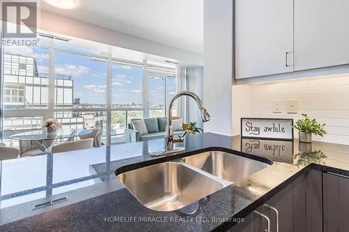 1008 - 1185 The Queensway, Toronto (Islington-City Centre West), ON - Indoor Photo Showing Kitchen With Double Sink