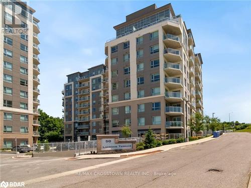 702 - 58 Lakeside Terrace, Barrie (Little Lake), ON - Outdoor With Balcony With Facade