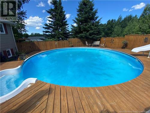 1060 Birchwood Drive, Bathurst, NB - Outdoor With Above Ground Pool With Deck Patio Veranda With Backyard