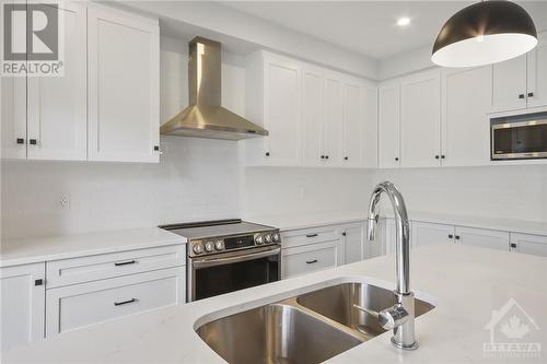 Double sink, elegant fan hood - 127 Alamo Street, Ottawa, ON - Indoor Photo Showing Kitchen With Double Sink