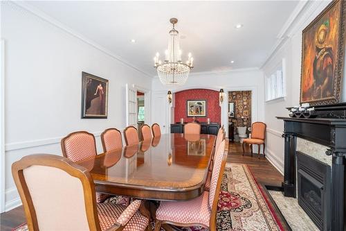 13 Freeman Place, Hamilton, ON - Indoor Photo Showing Dining Room With Fireplace