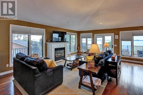 11507 Wildwood Line, Rondeau, ON - Indoor Photo Showing Living Room With Fireplace