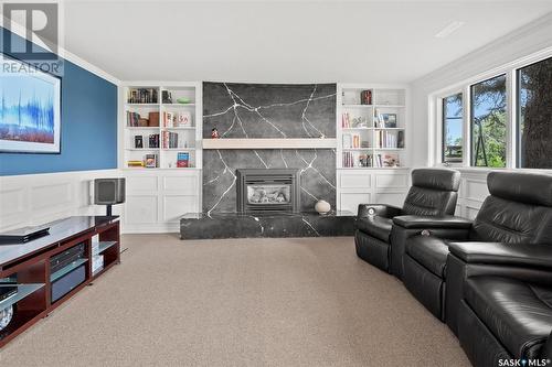 502 Sturgeon Drive, Saskatoon, SK - Indoor Photo Showing Living Room With Fireplace