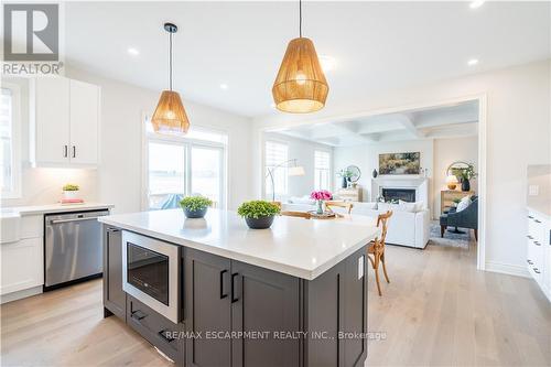 98 Cattail Crescent, Hamilton (Waterdown), ON - Indoor Photo Showing Kitchen With Fireplace With Upgraded Kitchen