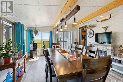 4 David Shiels Road, Dundurn Rm No. 314, SK - Indoor Photo Showing Dining Room With Fireplace