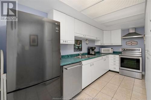 5125 Riverside Drive East Unit# 202, Windsor, ON - Indoor Photo Showing Kitchen With Double Sink