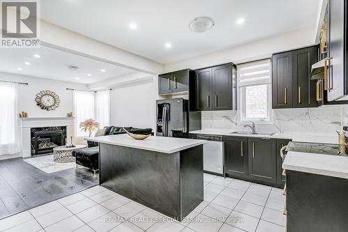 90 Ferragine Crescent, Bradford West Gwillimbury, ON - Indoor Photo Showing Kitchen With Fireplace