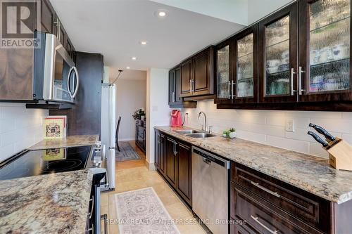 605 - 10 Malta Avenue, Brampton, ON - Indoor Photo Showing Kitchen With Double Sink