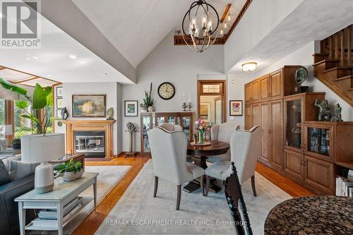 1480 Sawmill Road, Hamilton, ON - Indoor Photo Showing Dining Room With Fireplace