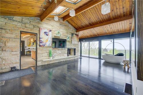 33 Leslie Drive, Stoney Creek, ON - Indoor Photo Showing Other Room With Fireplace