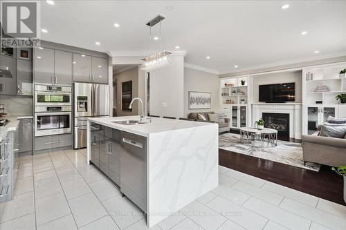 3316 Stalybridge Drive, Oakville (Palermo West), ON - Indoor Photo Showing Kitchen With Fireplace With Upgraded Kitchen