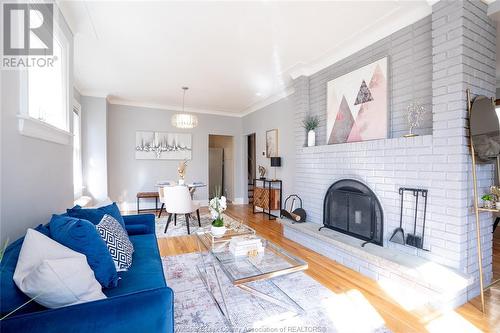 1168 Argyle, Windsor, ON - Indoor Photo Showing Living Room With Fireplace