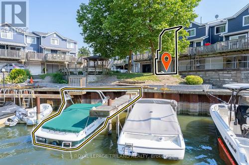 Proximity of dock to unit (reserved and paid for)! - 4 - 5 River Road, Lambton Shores (Grand Bend), ON - Outdoor With Deck Patio Veranda