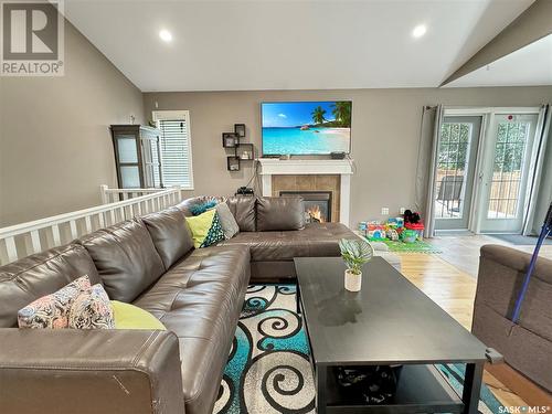 41 4Th Avenue, Battleford, SK - Indoor Photo Showing Living Room With Fireplace