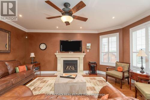 3852 Rosanna Drive, Mississauga (Churchill Meadows), ON - Indoor Photo Showing Living Room With Fireplace