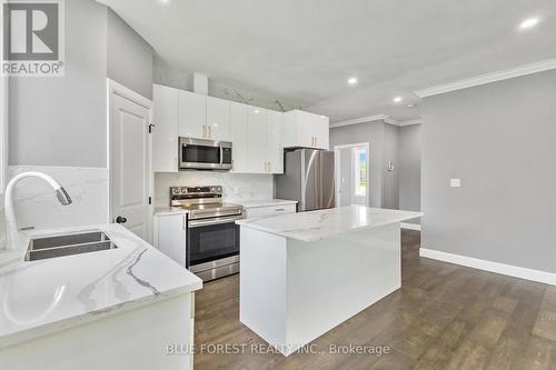 22909 Highbury Avenue, Middlesex Centre (Bryanston), ON - Indoor Photo Showing Kitchen With Stainless Steel Kitchen With Double Sink With Upgraded Kitchen