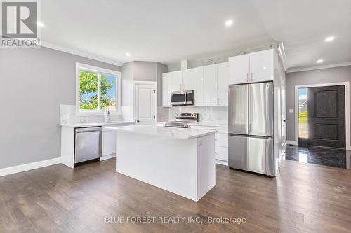 22909 Highbury Avenue, Middlesex Centre (Bryanston), ON - Indoor Photo Showing Kitchen With Stainless Steel Kitchen With Upgraded Kitchen